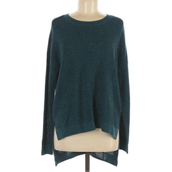 BCBGeneration Sweater Metallic Teal Oversized Slouchy High Low Size M/L - Picture 4 of 14